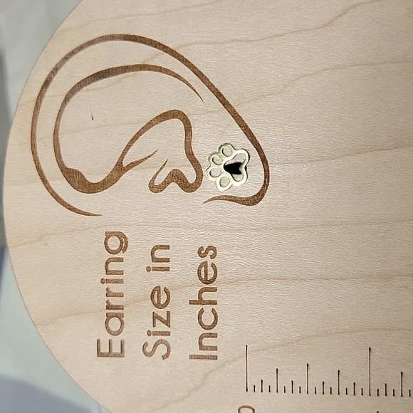 Pawprint Gold Hollow Stud Earrings, unisex, choice of color - Picture 4 of 9